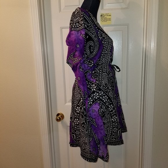 SYMMER Coverup NWOT Ornate Black White Purple Polyester Cover - Picture 8 of 10